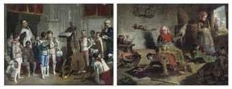 Two works: Choristers at Seville Cathedral; The village tailor - Francisco Javier Amerigo y Aparici