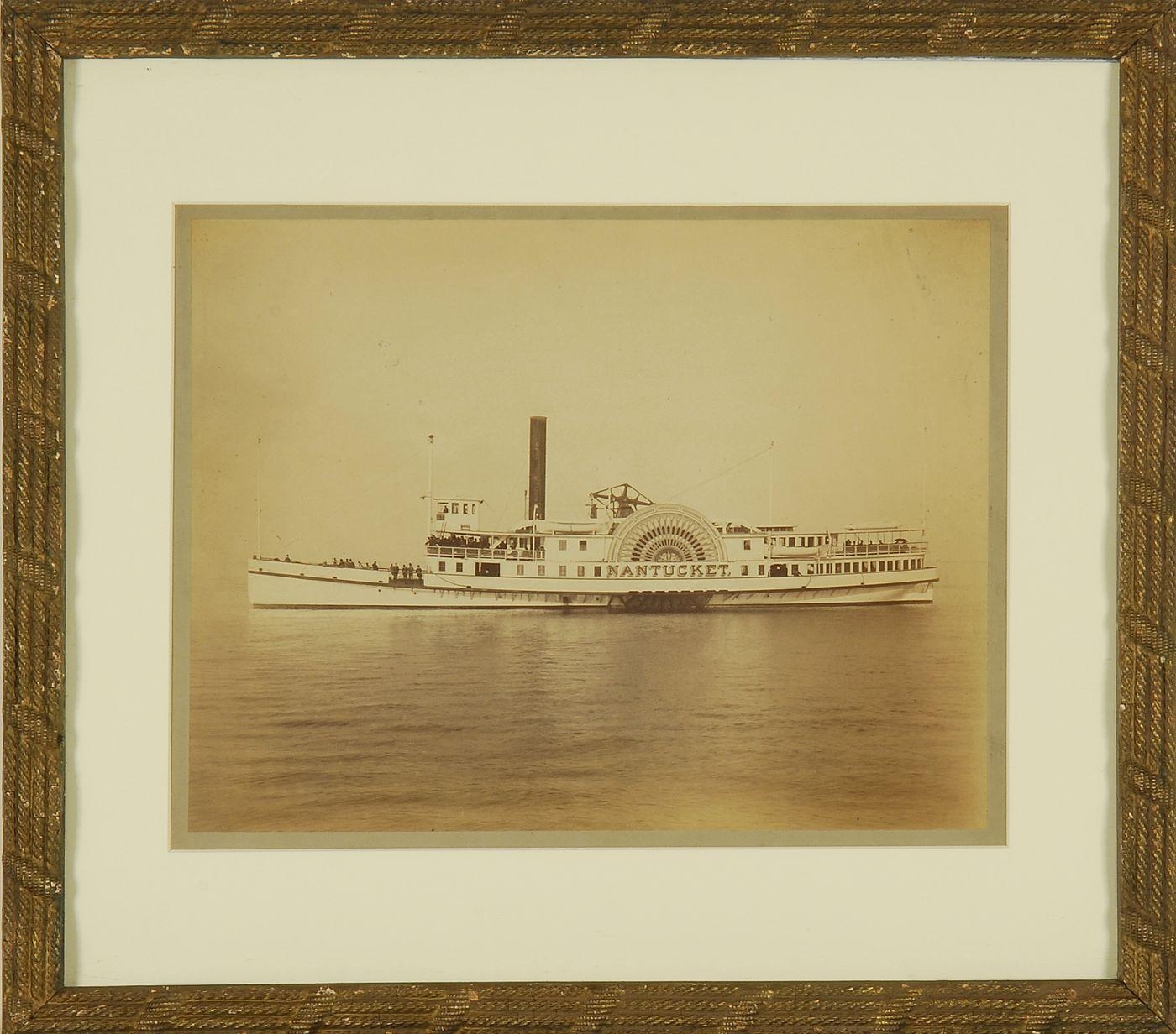 Artwork by Henry Sherman Wyer, The paddle wheeler Nantucket, Made of sepia-tone photograph