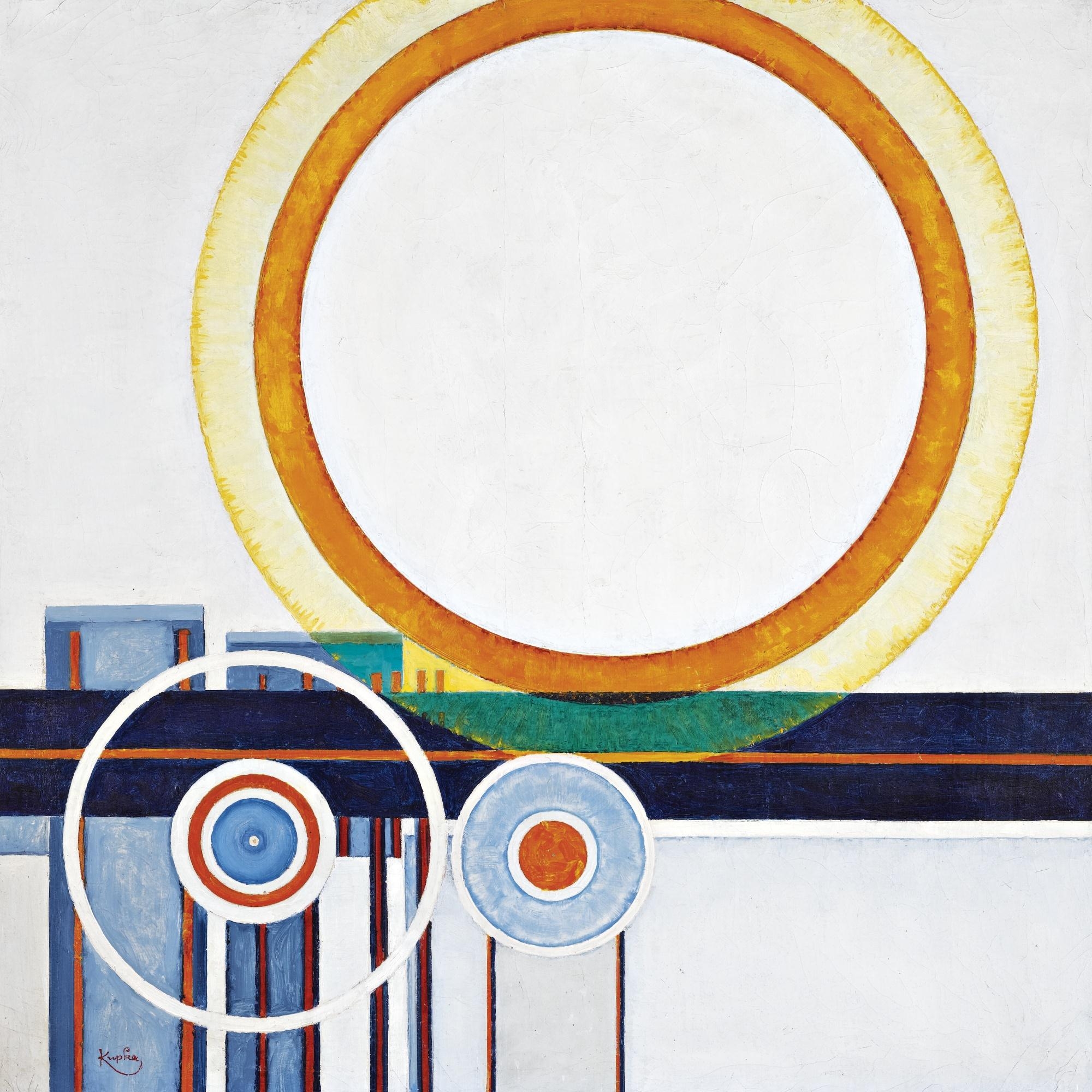 Artwork by František Kupka, Le Disque Blanc (BÍLÝ KOTOUČ), Made of oil on canvas
