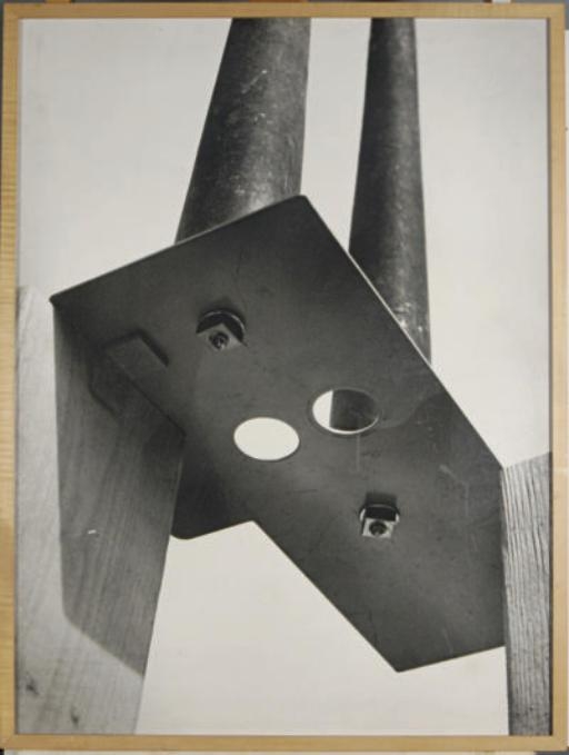 Artwork by Bill Wurtz, Untitled (Two Holes): A sculpture and a photograph, Made of wood and metal sculpture