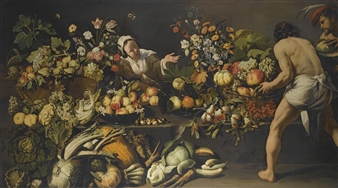 An interior with fruits - Italo-Flemish School, 17th Century