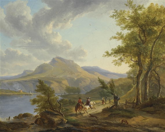 Riders in a mountainous landscape by Simon-Joseph-Alexandre-Clément Denis, 1784