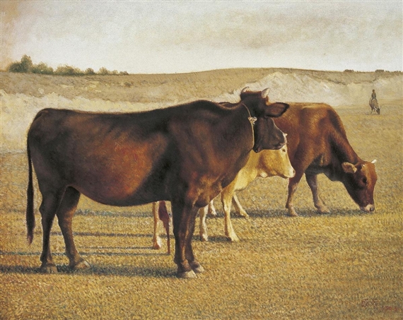 PASTURE CATTLE by Jiang Guofang, 1990