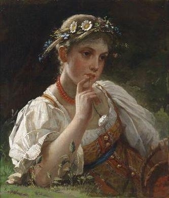 Girl with Wreath of Flowers by Firs Sergeevich Zhuravlev