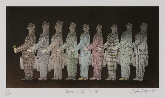 Artwork by E. Salem Krieger, 4 Works: Budding Lawyers; Passing the Buck; Money Talks; Plague of Lawyers, Made of Lithographs