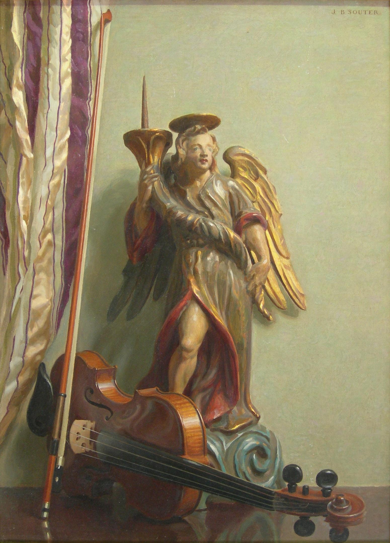 Artwork by John Bulloch Souter, STILL LIFE WITH BAROQUE FIGURE, Made of oil on panel