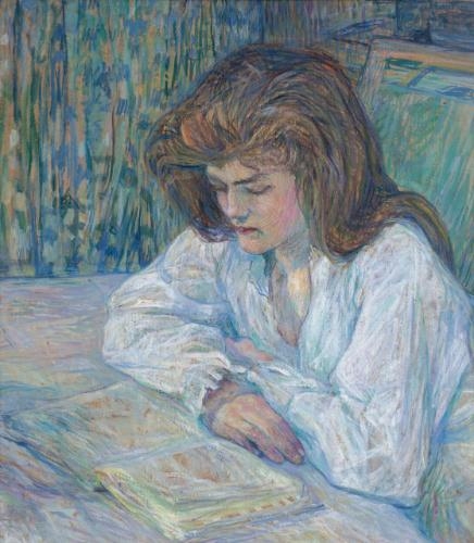 Artwork by Henri de Toulouse-Lautrec, LA LISEUSE, Made of peinture à l'essence on board