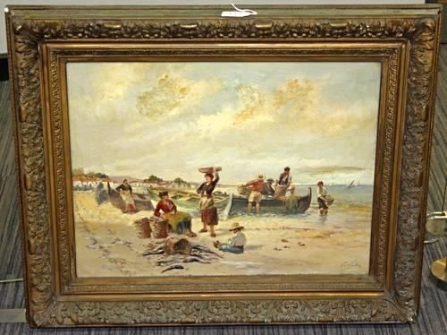 Two works: Unloading the catch by F. Vogler, 19th/20th Century