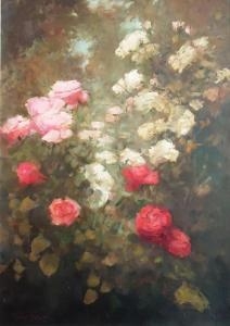 Artwork by George T. Botha, Still Life of Roses, Made of oil on canvas/board