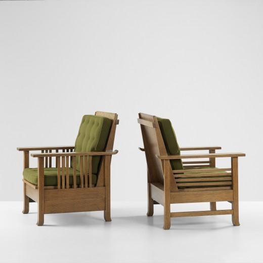 pair of armchairs from the Gilmore House, Madison, Wisconsin by Frank Lloyd Wright, George Mann Niedecken, 1909