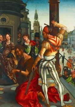 Artwork by Adriaen van Overbeke, The beheading of St John the baptist, Made of Oil on panel