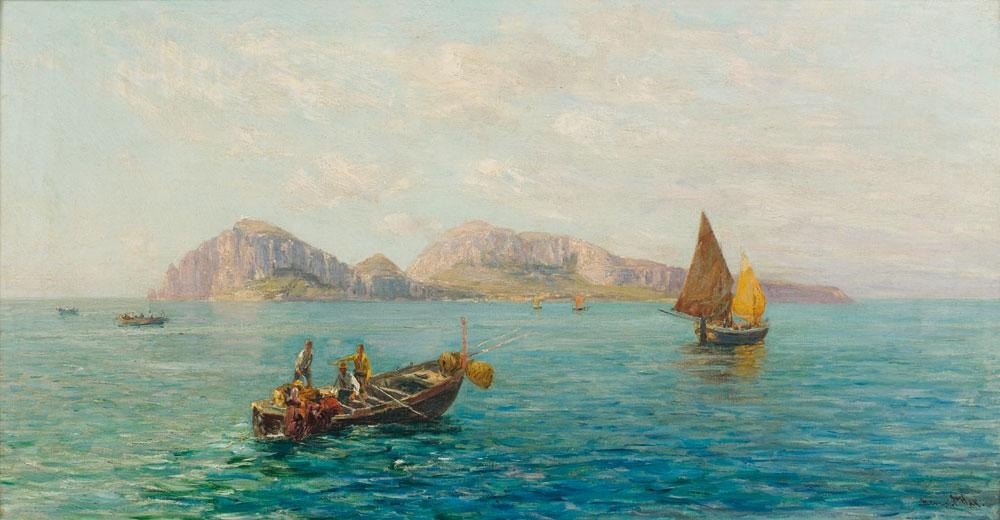 Artwork by Bernardo Hay, Pêcheurs à Capri, Made of Oil on canvas