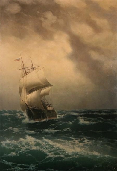 Ivan Aivazovsky | Sailing Ship on a Stormy Sea (1870) | MutualArt