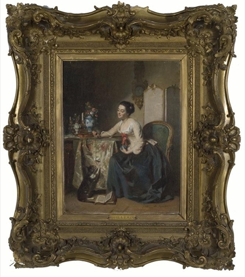 Playing with the Cat, 1848 by Alexandre-Marie Guillemin, 1948