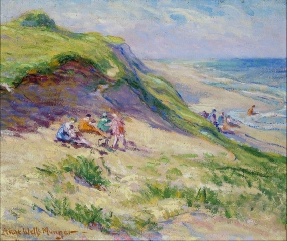 Beach with Bathers by Anne Wells Munger