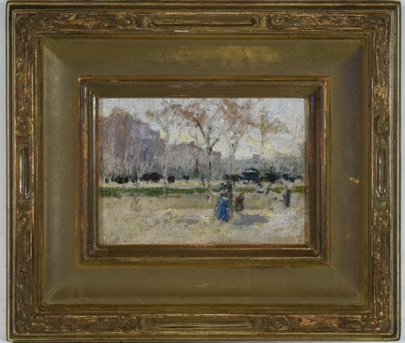 Park Scene, New York City by Paul Cornoyer
