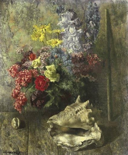 SUMMER BOUQUET AND CONCH SHELL by Patrick Hennessy