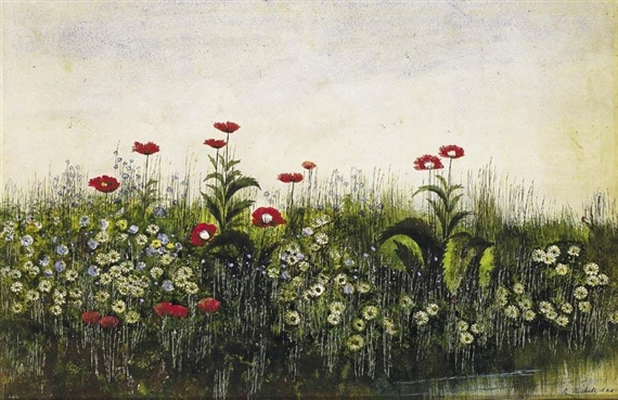 A BANK OF WILD FLOWERS by Andrew Nicholl