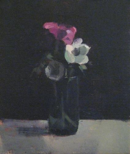 Artwork by Michal Sheizaf, Anemones, Made of Oil on canvas mounted on board