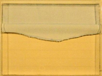 Artwork by Bilgé Friedlaender, 2 works: UNTITLED; UNTITLED, Made of watercolor and graphite on shaped paper; Screenprint on fabric with applied embroidery