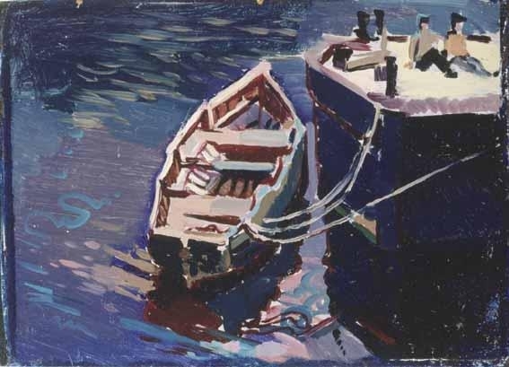 BOAT ON THE RIVER LEE, CORK by Diarmuid O'Ceallachain, Circa 1940's