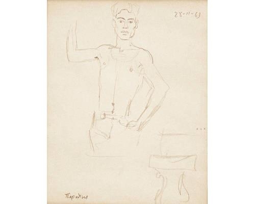 Jeune modèle demi-nu by Yannis Tsarouchis, 1963