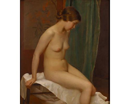 Artwork by John Bulloch Souter, Seated nude, Made of oil on panel