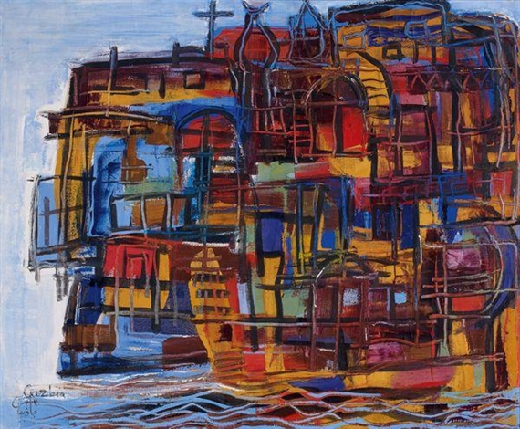 Maisons Flottantes sur le Nil by Gazbia Sirry, circa 1970