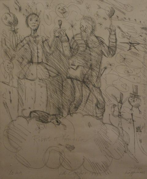 Artwork by John Olsen, Le Cafe, Made of etching