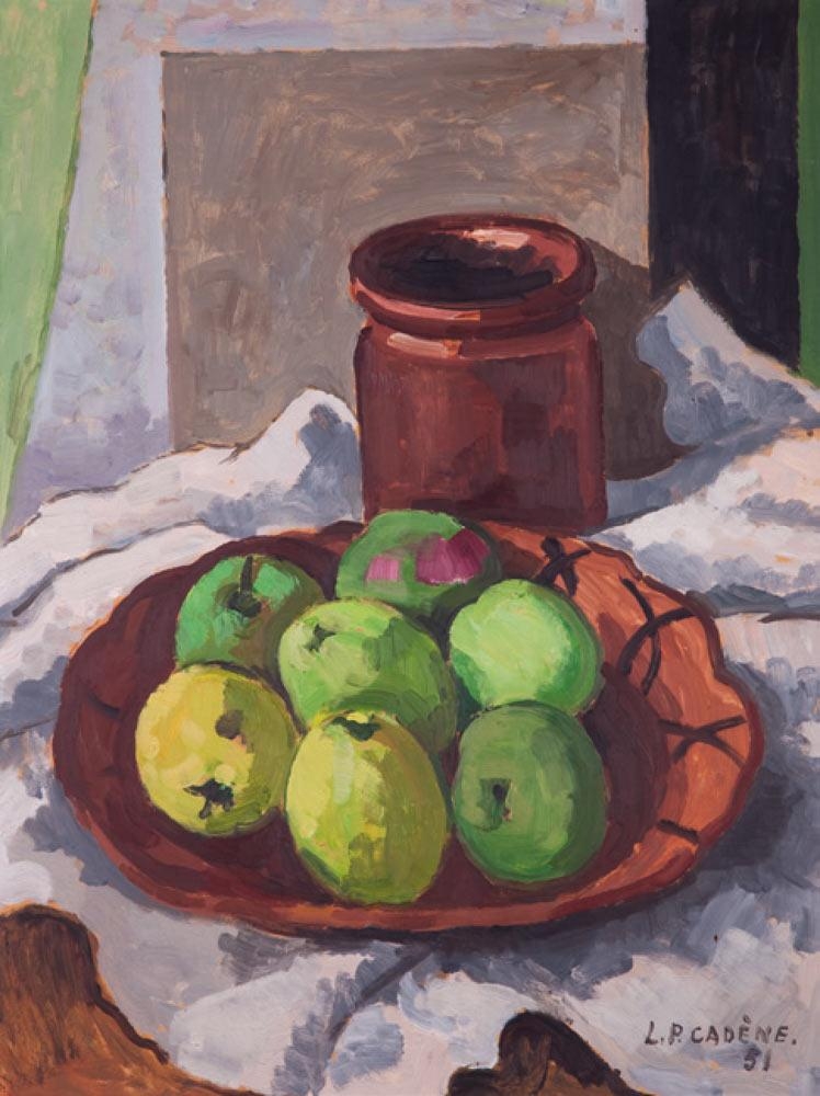 Nature morte aux pommes by Lucien Pierre Cadène, 1951