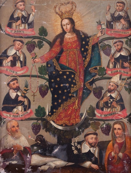 Vierge en gloire entourée par les saints by Hispano-American School, 19th Century, circa 1800