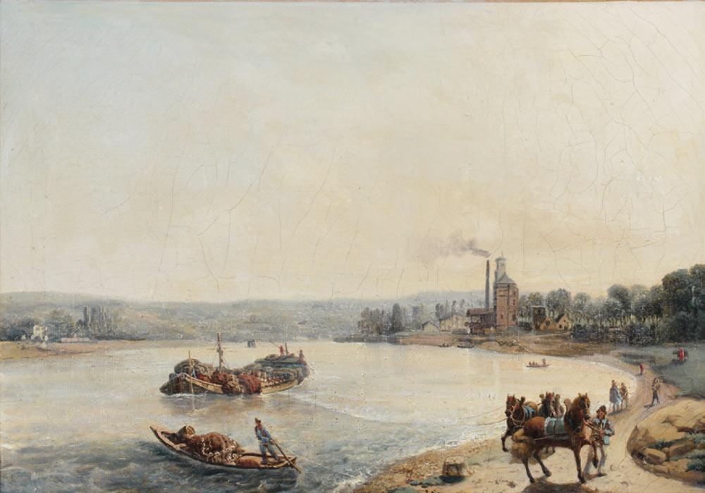 Artwork by Louis Lottier, Bateaux aux bords de l'eau, Made of Oil on canvas