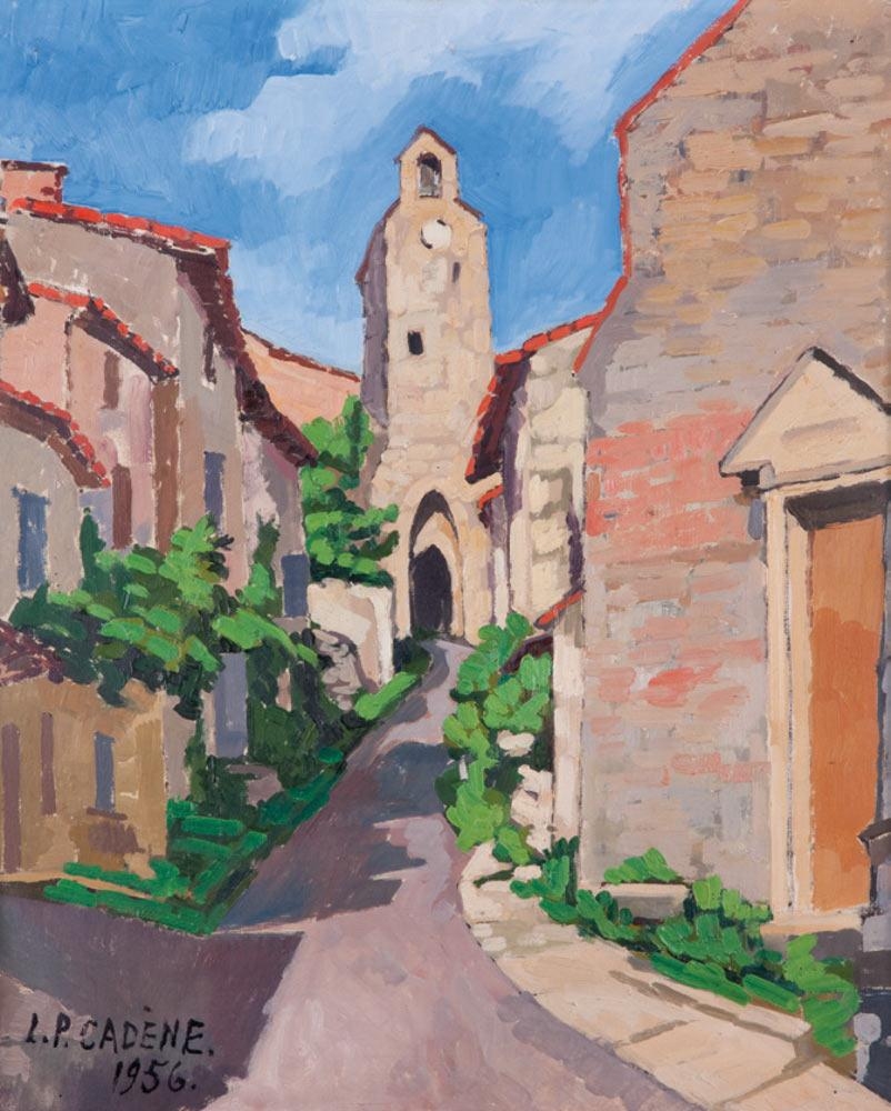 Artwork by Lucien Pierre Cadène, Eglise de Bruniquel, Made of Oil on canvas