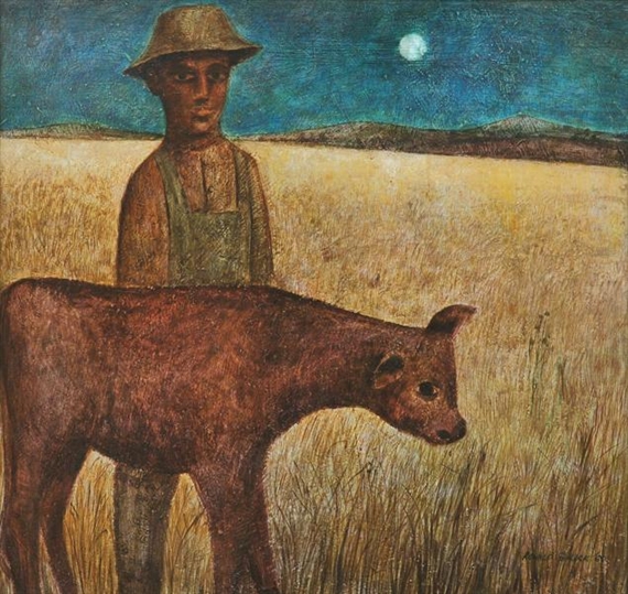 Boy and Calf by Ronald Kirk, 1960