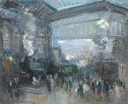 Roger Bertin Oil Painting wwii Military Train W/ 