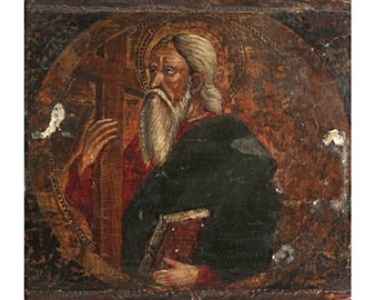 A male saint holding a crucifix and a book - Master of the Rinuccini Altarpiece