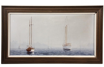 Sailboats Moored in Fog - Charles R. Selmi
