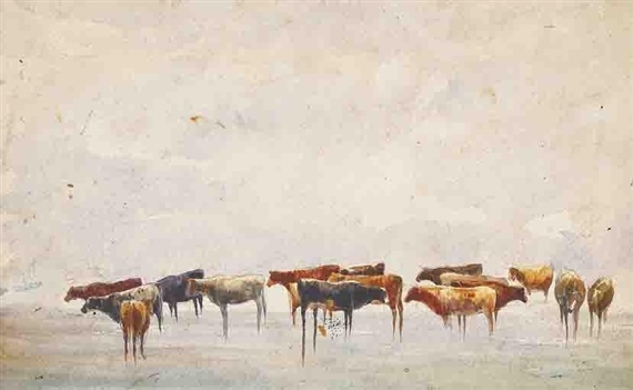 CATTLE IN HYDE PARK (A SERIES OF THREE STUDIES)