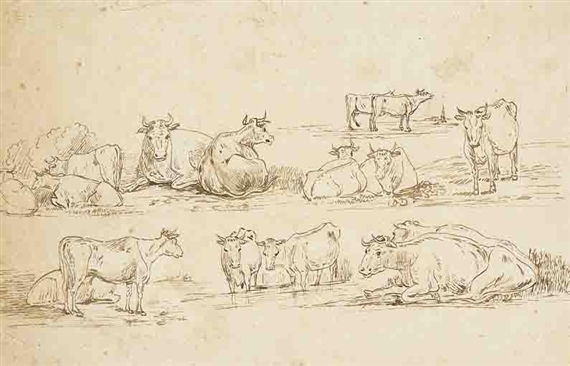 STUDY OF CATTLE AFTER CUYP AT DULWICH COLLEGE and A STUDY OF SHEEP (A PAIR)