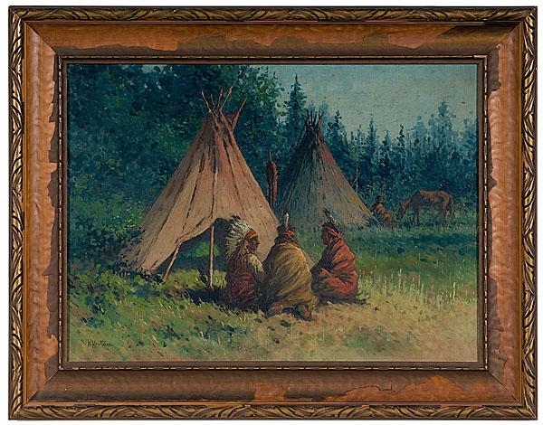 Artwork by William Meuttman, Indian Campground, Made of oil on canvas