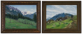Two works: Mountain Landscape - Helen Huber