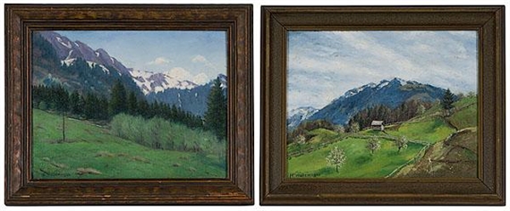 Two works: Mountain Landscape - Helen Huber