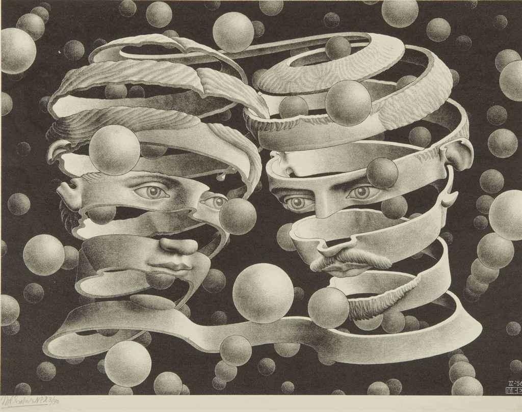 Band - Bond of Union by Maurits Cornelis Escher, 1956