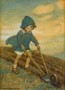 Artwork by Jessie Willcox Smith, Ploughing the Furrow, Made of mixed media on board