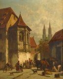 Continental Street Scene by Jacques François Carabain