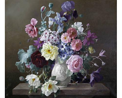 Harold Clayton | Summer flowers in a porcelain vase | MutualArt