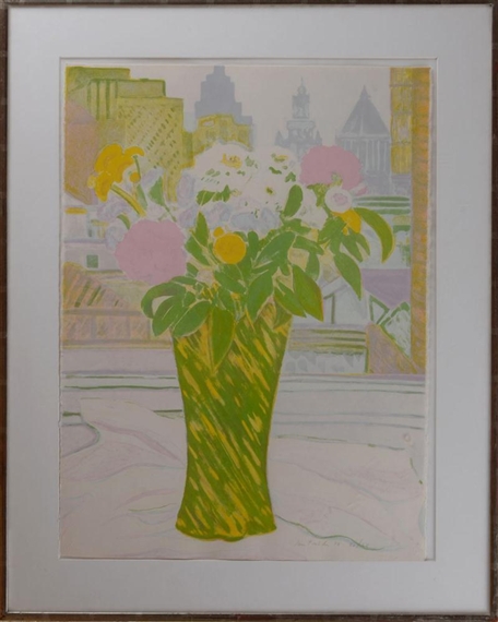 Bouquet in a Green Vase