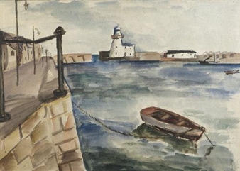 2 Works: Howth Harbour with a View of the Lighthouse; Boats at the Upper Harbour, Howth - Moila Powell