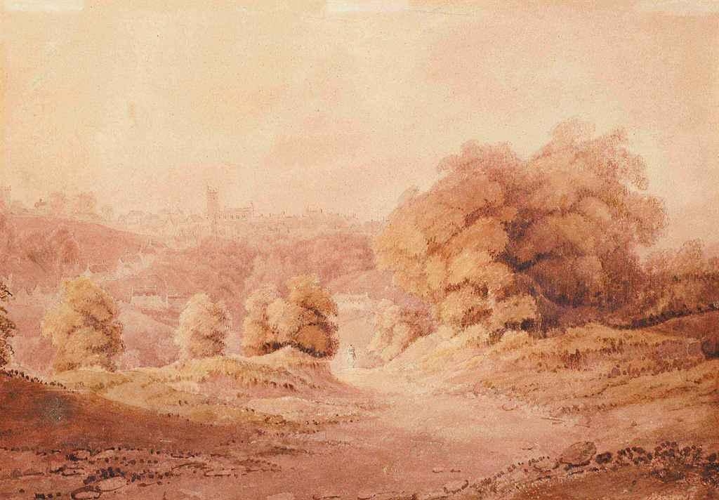 Artwork by Richard Sasse, The Distant Town, Made of pencil and watercolour