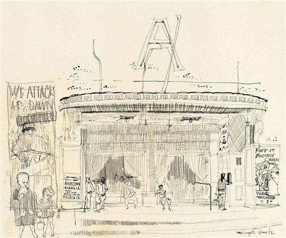 Athen's cinema by Paul Hogarth, 1952